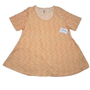 LuLaRoe Womens Top Size 3XL Perfect T Orange Geometric Cotton Rayon Tunic NWT